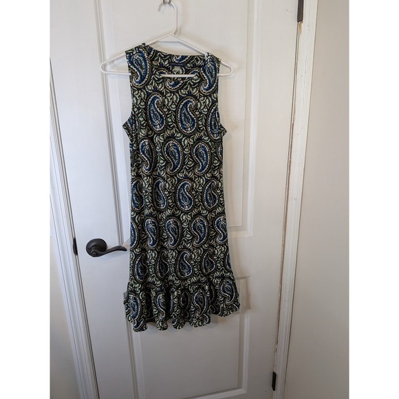 Tommy Hilfiger Dresses & Skirts - Tommy Hilfiger Womens Paisley Sleeveless‎ Ruffle Hem Shift Dress Blue Green